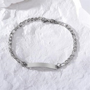 Nebiwu — Bracelet Figaro en acier inoxydable, chaîne à maillons, personnalisé, votre taille, barre d'identité vierge, gravure au Laser, DIY, vente en gros - Product Image 2