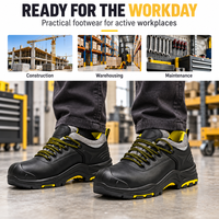 Chaussures de sécurité basses en cuir personnalisées avec embout en acier, semelle intermédiaire en Kevlar et semelle extérieure en caoutchouc PU résistante à l'huile pour le travail industriel (vente en gros)