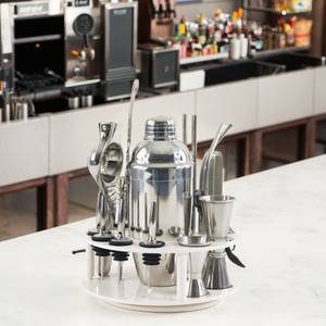 Manufacture 20pcs <strong>Cocktail</strong> Shaker <strong>Set</strong> Rotating Stand Stainless Steel Bar <strong>Mixing</strong> Tools <strong>Set</strong> Professional Bartender Kit <strong>Set</strong> - Product Image 1