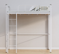 Dortoir étudiant pas cher meubles de chambre à coucher appartement utiliser fer loft lit avec escalier bureau d'ordinateur et casier armoire avec étagère à livres