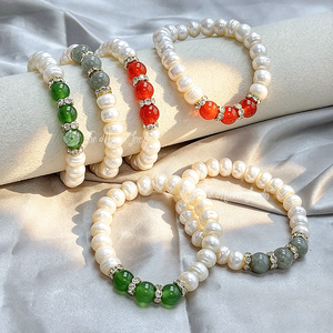 Nuovi Arrivi Muses Jewels: Bracciale Elastico Minimalista con Perle Naturali d'Acqua Dolce 7-8mm, Regalo di Nozze Regolabile - Product Image 3