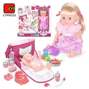 Deluxe Simulation Baby Doll Toy Set Electric 14 Inch Vinyl Doll Nursing Bag Kit Role Play Toys