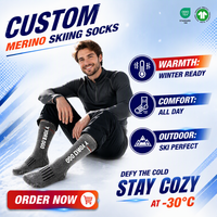 Chaussettes de ski en laine mérinos avec logo personnalisé, certifiées OEKO-TEX, chaussettes thermiques épaisses à semelle en tissu éponge, OEM/ODM, vente en gros prise en charge