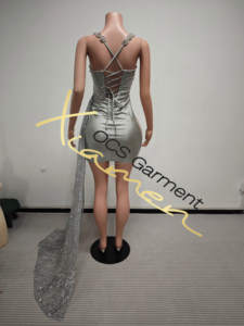 Ocstrade Odm produttori di abbigliamento di lusso Trending argento strass abito da sera abito da ballo abito da sera - Product Image 4