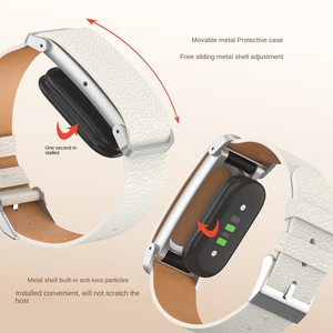 Bracelet de montre intelligente en cuir véritable texturé, bracelet de remplacement pour Fitbit Air, cadre en aluminium, boucle à ardillon - Product Image 3