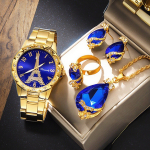 Đồng hồ thạch anh thời trang dành cho nữ Thiết kế mặt số Tháp <span class=keywords><strong>Eiffel</strong></span> Bộ phụ kiện đồng hồ đơn giản dành cho nữ - Product Image 1