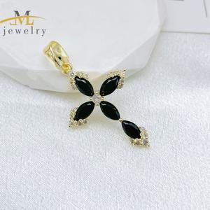 Kalung Liontin Salib Grosir JML Aksesoris Fashion, Liontin Salib Kristal Kuningan Kristen, Colgante Oro Laminado Cruz - Product Image 4