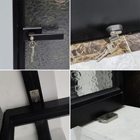 Porte pivotante en aluminium et verre, style français, avec cadre fin, conception à charnières invisibles, surface finie pour cloison de bureau intérieure
