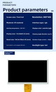 Layar LCD IPS 7 Inci 1024*600 50PIN 500nits Antarmuka RGB Modul LCD <span class=keywords><strong>TFT</strong></span> 7 inci - Product Image 4