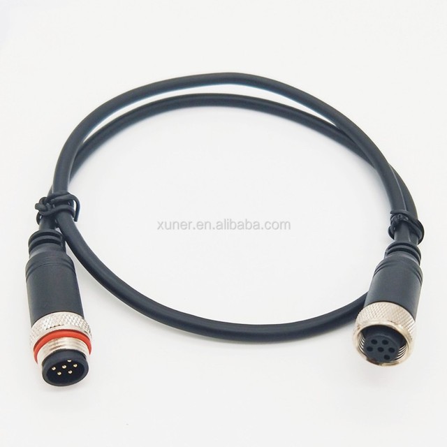 Male to Female IP67 M12 6pin Aviation Plug Connector Sensor Cable