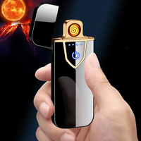 JX-A175 Briquet électronique en métal ultra-fin créatif avec recharge par USB par empreinte digitale, batterie incluse, écologique et portable