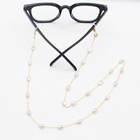 Chaîne de lunettes en plastique blanc avec perles en forme de cœur, chaîne de masque en métal doré avec cœur, accessoires pour lunettes - Grande Vente