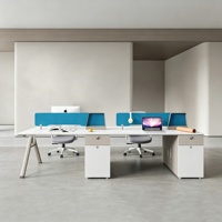 Ensemble de bureaux de travail écologiques E0 pour personnel, 1/2/4/6 postes de travail, table de travail moderne simple avec cloison, poste de travail double pour personnel de bureau