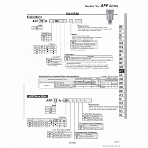 รุ่นตัวกรองลม AFF2C-02D-T ผลิตภัณฑ์ตัวกรองอากาศ SMC pneumatics - Product Image 1