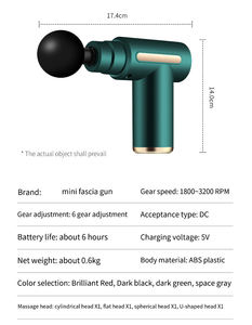 Pistolet de massage fascia multifonction personnalisé, mini, portable, pour la relaxation musculaire et les méridiens, 6 vitesses, 4 têtes de massage fascia - Product Image 5
