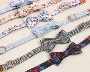 Luxe Custom Print Designwith Metalen Gesp Huisdier Halsband Bowtie Leash