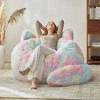 Pouf géant en peluche, doux et moelleux, en forme de chat mignon, avec billes en mousse compressibles, canapé paresseux