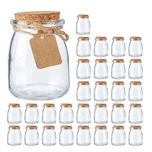Piccolo Contenitore in <span class=keywords><strong>Vetro</strong></span> Trasparente con Coperchio in Sughero, <span class=keywords><strong>Barattolo</strong></span> Rotondo per Caramelle, Budino, Marmellata, Yogurt, Spezie, Miele - Vari Stili di Coperchi per Bottiglie in <span class=keywords><strong>Vetro</strong></span> - Product Image 1