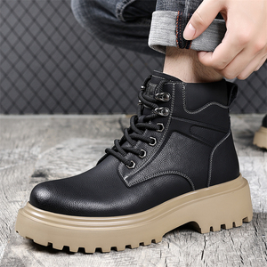 Botas de PU Impermeáveis Antiderrapantes com Sola Grossa e Design de Aumento de Altura, com Cadarço, para Homens, Uso Casual Outono/Inverno - Lançamento Quente - Product Image 3