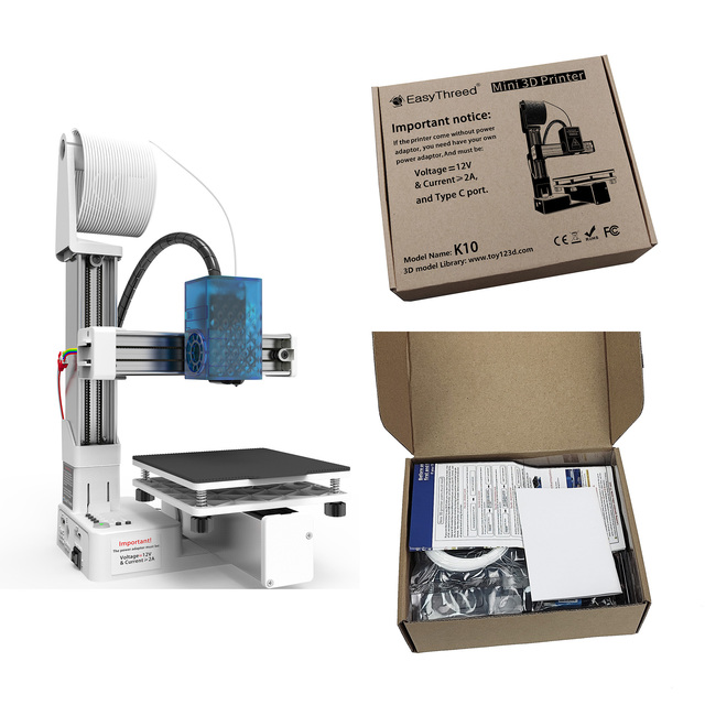 New K10T Mini 3D Printer USB 0.4mm Nozzle TPU PLA Filament One-Key Printing Household Education Desktop Compact 3D Printer