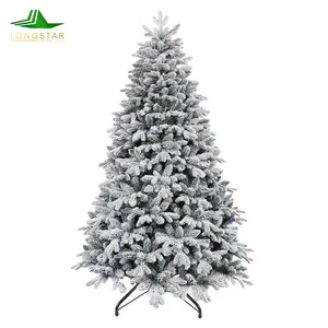 Premium Big Artificial Christmas Tree PE PVC Dense Branches Spruce Winter Flocked Snow Christmas Tree