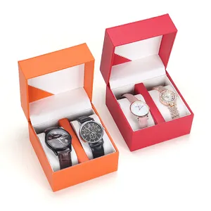 批发定制PU皮革手表包装盒低订购量便宜白色衬里手表盒，带有您的徽标