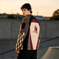 Blouson en maille épaisse de haute qualité pour motard, avec logo personnalisé, fermeture éclair intégrale, style vintage de course, pour usage quotidien, décontracté ou sportif