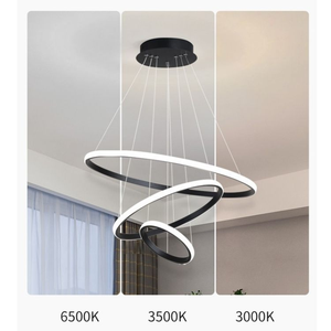 <span class=keywords><strong>Lampadario</strong></span> a Sospensione LED Moderno a Forma di Anello, Lampada a Sospensione Art Deco per Sala da Pranzo e Soggiorno - Product Image 5