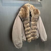 Manteau d'hiver coupe-vent décontracté et tendance, taille personnalisée, coupe ample, col en fourrure de renard naturelle, doudoune d'extérieur