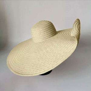 Chapeau de paille vintage haut de gamme écologique à large bord, pliable, pour les vacances à la plage, unisexe pour adultes - Product Image 4