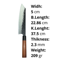 Pisau Koki Kiritsuke PRO Baja Komposit 3 Lapis Inti Baja 9Cr18Mov Tradisional Jepang, Kekerasan 60 HRC, Bilah 9 Inci, Gagang Kayu Ebony +