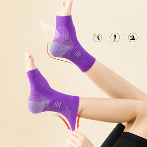 Nouvelles Manchons de Cheville Compressifs <span class=keywords><strong>Comprex</strong></span> en Nylon, Design Amélioré, Élasticité Renforcée, Couleur Violette, Respirants et Absorbants la Transpiration - Product Image 6