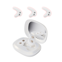 Ensemble de masseur oculaire rechargeable : lumière rouge, 3 niveaux de micro-courant pour le traitement des cernes, miroir et étui de chargement