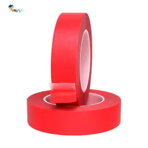 Recyclable High Temperature Resistant Spray Paint Masking Red Crepe Paper and PET Base with Silicone Glue Self Adhesive Tape