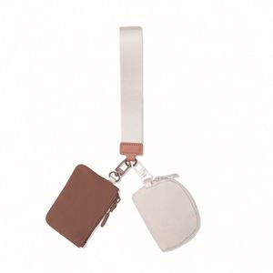 Custom <b>Mini</b> Zip Around Keychain Dual <b>Pouch</b> Portable Wristlet Wallet Logo Factory Wholesale Lemon Coin Purse Nylon Fashion Unisex - Product Image 6