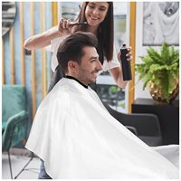 Cape de salon de coiffure professionnelle avec fermeture à pression pour coiffer la coloration Cape de coupe de cheveux blanche