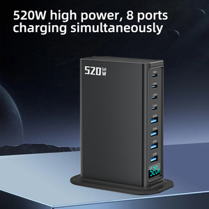 520W GaN Charging Station 8-Port (4A+4C) <b>USB</b> Fast Charger Desktop Power <b>Adapter</b> with Digital Display for Laptop Phone - Product Image 3