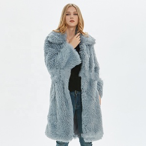 Abrigo largo de invierno para mujer con cierre de cremallera, nueva chaqueta de piel de <span class=keywords><strong>Cachemira</strong></span> peluda de peluche de lana de cordero, prendas de vestir tejidas - Product Image 3