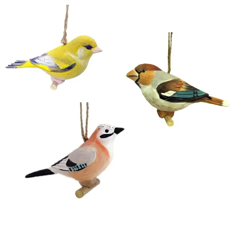 Ручная роспись украшения Маленькая деревянная птица игрушка деревянная птица украшение