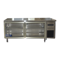 Réfrigérateur commercial sous comptoir en acier inoxydable, table de travail, double porte, 2-8°C, dégivrage manuel, étagères directes