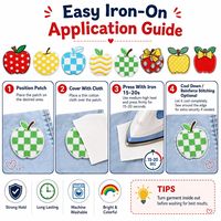 Patch brodé thermocollant en gros pour enseignants et enfants, motifs Pomme, Pois, Carreaux, Étoile, Chevron, Nœud, ABC