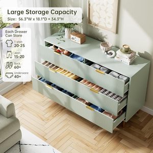 Comò moderno a 6 cassetti per camera da letto con manico in oro, cassettiera in legno e Organizer per soggiorno - Product Image 4