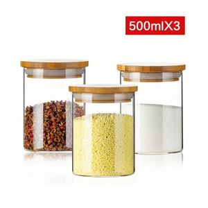Frasco de Especias de Vidrio Borosilicato de Alta Calidad con Tapa de Bambú, Diseño Moderno, Desmontable, Soplado a Mano, para Conservar la Frescura de los Alimentos - Product Image 6