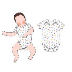 ชุดจั๊มสูทเด็กทารก Little Glow Kid ผ้าถักระบายอากาศดี แขนสั้น ติดกระดุมท้าย ชุดรอมเปอร์เด็ก ชุดบอดี้สูทเด็ก - Product Image 2