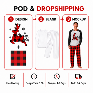 Ensemble de pyjamas assortis pour la famille en flanelle à carreaux gris <span class=keywords><strong>renne</strong></span> de Noël personnalisé, vêtements de nuit en polyester pour hommes, femmes et enfants, livraison directe POD MOQ 1PC - Product Image 4