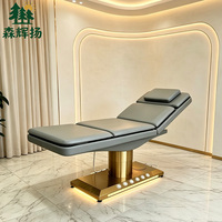 Table de massage électrique à 3 moteurs avec base en acier inoxydable et commande au pied, pour salons de beauté, spas, soins des cils et du visage
