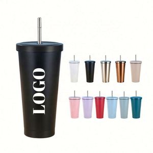 Vasos Térmicos de Acero Inoxidable con Aislamiento al Vacío de 500ml/750ml para Cerveza y Café, con Logotipo Personalizado al por Mayor, Mantienen Bebidas Calientes y Frías, con Pajitas Metálicas - Product Image 1