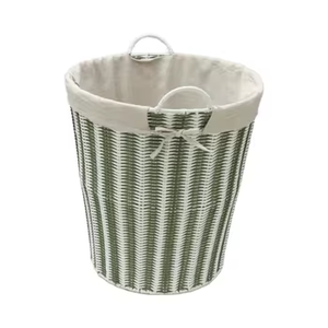 Bestseller Cesto Portabiancheria Rotondo Bianco di Alta Qualità in Vimini e Rattan - Product Image 1