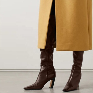 Botas Altas de Cuero Genuino para Mujer, Talla Grande 46, Ajuste Ancho, Tacón Grueso, Cremallera Lateral, Botines Personalizados - Product Image 5