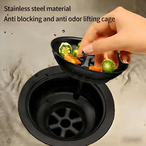 Évier de cuisine moderne en acier inoxydable SUS304, panier de vidange, passoire, surface noire mate, anti-insectes, désodorisant, facile à nettoyer - Product Image 3